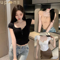 พร้อมส่ง  เสื้อยืดผู้หญิงรัดรูปสุดเซ็กซี่  แมทซ์กับกางเกงง่ายๆ  ใส่กับอะไรก็สวย