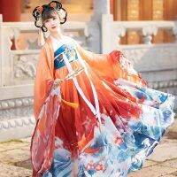 Hanfu กระโปรงสตรีปลาใหญ่อกยาวถึงหน้าอกสไตล์จีนสไตล์โบราณสไตล์โบราณสไตล์ฮอนฟูฟูกระโปรงหน้าฤดูใบไม้ผลิและ