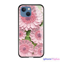 เคสเพชรสำหรับ Apple iPhone 15 Plus 15 Pro 15 Pro Max เคสฝาหลังกระจกเทมเปอร์เคสมันวาวลายดอกไม้หรูหรา