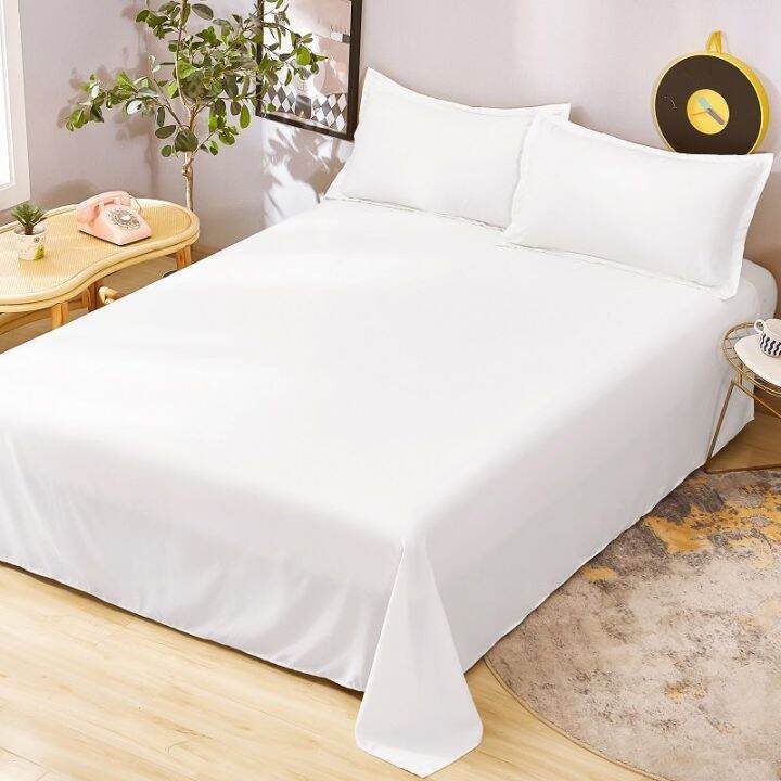 ผ้าปูที่นอนเรียบ-sprei-bed-cover-สีพื้นสำหรับล้างในบ้านสำหรับเดี่ยว-คู่-ควีน-เตียงราชา