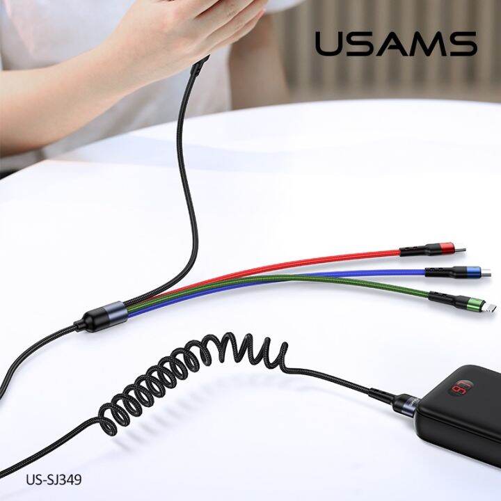 usams-3a-4-in-1-สายชาร์จ-สายข้อมูล-micro-usb-type-c-ip-สายเคเบิลโทรศัพท์