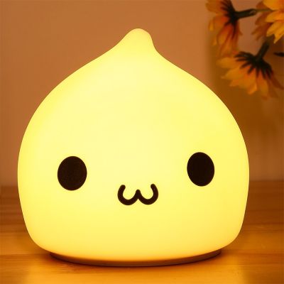 Mini Kawaii Water Droplet Baby Night Lamp 7 Colors Touch Control Eye Protection Bedroom Bedside Night Light Kid Gift