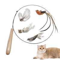 【WNING small pet】สายแมวของเล่นเสริมสร้างไม้ปลายขนนกของเล่นแมวในร่มแมวและลูกแมวการออกกำลังกายอย่างสนุกสนาน