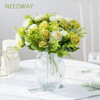 NEEDWAY 1 Bouquet Fake Flowers Scene Arrangement Bouquet Artificial Flowers Wedding Party Mini Silk Material Beautiful Desk Home Decoration Living Room Rose/Multicolor