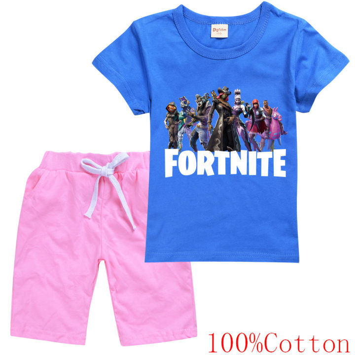 fortnites-เสื้อยืดชุดสาวเด็กแขนสั้นเสื้อทีกางเกงขาสั้น8349บุคลิกภาพเสื้อยืดสบายๆการ์ตูนกางเกงขาสั้นแฟชั่นใหม่เกาหลี