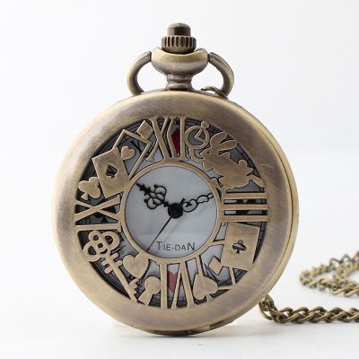 สร้อยคอรูปนาฬิกาควอตซ์อลิซดีไซน์ย้อนยุคพร้อมจี้นาฬิกาพกสำหรับของขวัญที่ดีที่สุดหรับหญิงสาวเด็ก