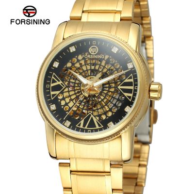 Fashion Forsining Top Brand Luxury Skeleton Watch Men Automatic With Stones Stainless Steel Bracelet Trendy Latest Wristwatch