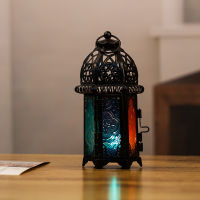 Moroccan Style Retro Candle Lantern Candlestick Hanging Lamp Candle Lampstand LightCourtyard Bedroom Holiday Wedding Decoration