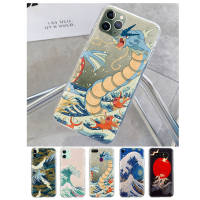 T-179 Wave Art Japan โปร่งใส อ่อนนุ่ม ซิลิโคน TPU เคสโทรศัพท์ หรับ iPhone 13 14 G9 Moto 12 G8 Play Mini SE Power Max Plus Pro