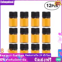 12PC 2ml ขวดแก้วขนาดเล็กที่มีตัวลดปากและหมวกสำหรับน้ำมันหอมระเหยเคมีและน้ำหอม