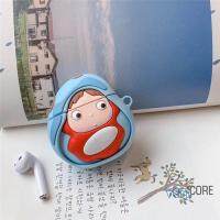 3D Ponyo บนหน้าผาเคสหูฟังสำหรับ Apple AirPods Pro AirPods 1 2 3ใหม่ซิลิโคนครอบหูฟัง Air Pods ปลอกกระเป๋าป้องกัน AirPod อุปกรณ์เสริมสีฟ้าสีแดง