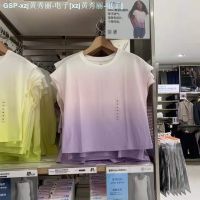 ยือ UNIQLO 2023ฤดูร้อนเสื้อผ้าเด็กผ้าฝ้ายเด็กผู้หญิงผสมเสื้อยืดไล่ระดับสีแขนสั้นสไตล์ต่างประเทศ454275