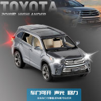 1:32 Scale Licensed Diecast Alloy Metal Collection Car Model For TOYOTA Highlander SUV Off-Road Sound&amp;Light Toys Vehicle