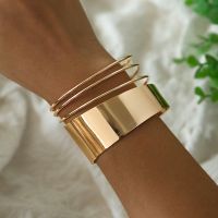 ◆△☒ Mental Punk Hard Bracelet for Women Bohemian Gold Color Cuff Bangle Indigenous Open Wide Wire Statement Hand Party Jewelry 2021