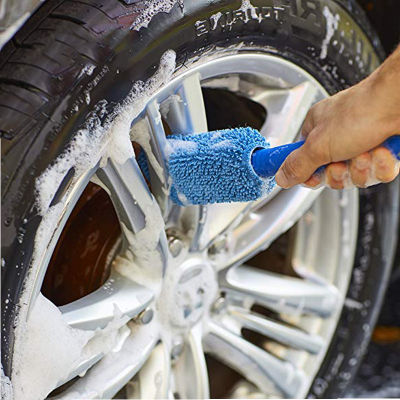 【CW】Car Wash Portable Microfiber Wheel Tire Rim Brush Car Wheel Wash Cleaning for Car with Plastic Handle Auto Washing Cleaner Tools