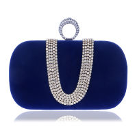 DIOMO Evening Bags Elegant Ladies Luxury U-shaped Diamond Clutch Purse Wedding Party Women Chain Ring Bags Black Blue Purple