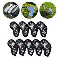 9X PU Leather Golf Iron Covers Set Embroidered Cats Decorative Training