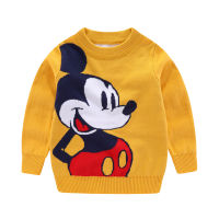 ด็กแขนยาวสไตล์ฤดูใบไม้ร่วงMickey Mouseเสื้อถักสกรีนรูปชายเสื้อกันหนาว