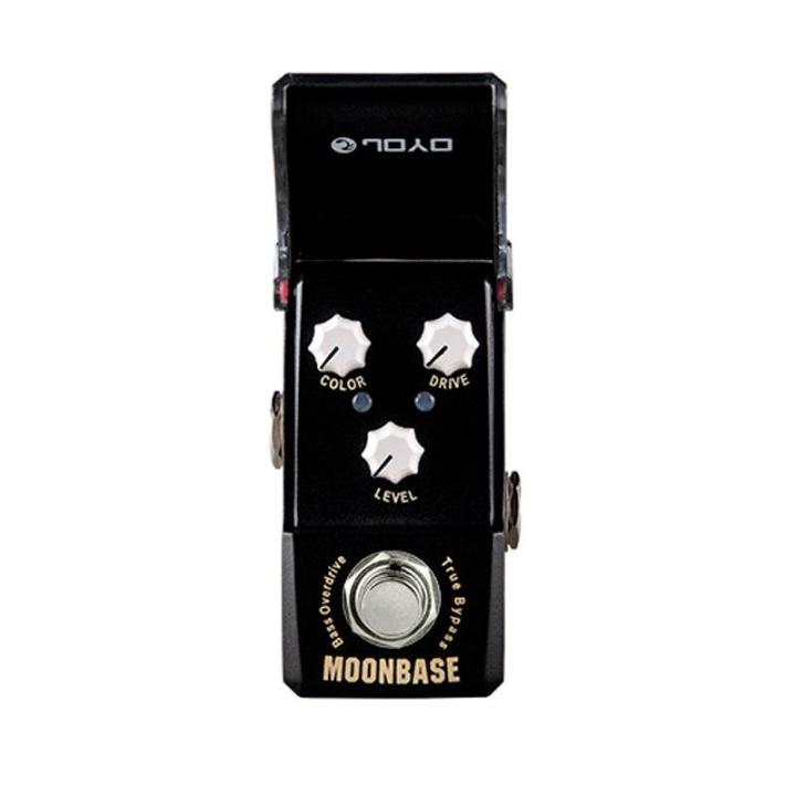 ironman-mini-series-jf-332-moonbase-bass-overdrive-effect-guitar-pedal-black-with-gold-pedal-connector-and-mooer-knob