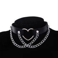 Punk Chain Choker สร้อยคอผู้หญิงหนังสีดำ Heart Chockers Collar Goth เครื่องประดับ Gothic แฟชั่น Accessories