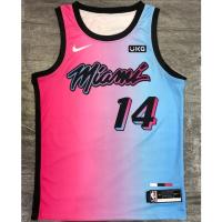 Most popular hot pressed nba Miami Heat No.14 Herro pink - blue basketball jersey