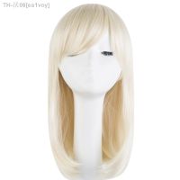 Fei-Show Synthetic Heat Resistant Fiber Medium Wavy Black Halloween Hairpieces Fringe Bangs Cosplay Costume Carnival Blonde Wig [ Hot sell ] ea1voy