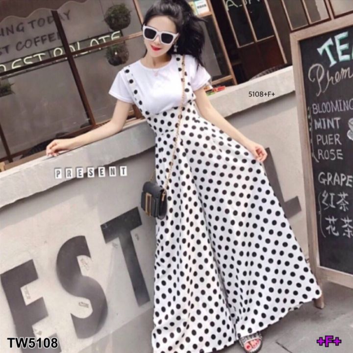 tw5108-set-สื้อ-เอี๊ยม-poka-dot