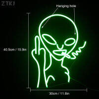 ไฟ LED เอเลี่ยนไฟนีออน640LM ความสว่างสูงไฟกลางคืนของขวัญคริสต์มาสสำหรับป้ายไฟโลหะตกแต่งบาร์รูปป็อปคอร์นปาร์ตี้40X30ซม./15.9X11.8นิ้ว