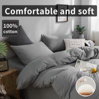 100% Cotton Bedding Set,Twin Size Duvet Cover 200x200,Skin Friendly Breathable,2 Pillowcase,No Bed Sheet,Solid Color