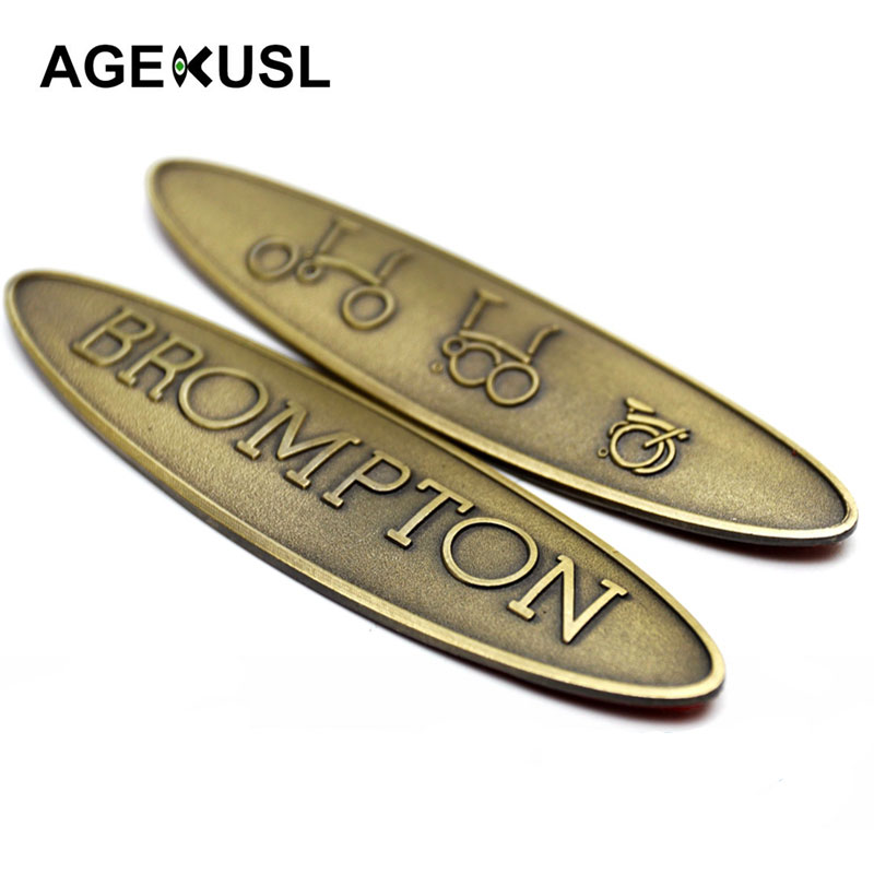 2 x Metallic Embossed Decals For BROMPTON Gold Sticker 