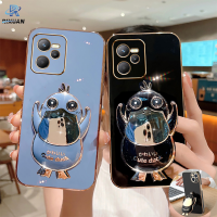 Rixuan กรณี Realme C35 C31 C33 C30 Realme C21Y C25Y Realme C11 2021 C15 C12 C25 C20 C17 Realme C2 Realme 5 Pro Realme 8i 5i 6i 7i 30A กรณีเป็ดน่ารักพับขาตั้งผู้ถือ Luxury ชุบยางนุ่มเคสคลุม