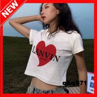 qkq971 T-Shirt For Women White Print Sweet Cool Style Short Sleeve T-Shirt Loose Pullover Short Style Niche Design Sense Top