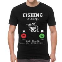 Fishing Is Calling And I Must Go T-Shirt Men Graphic T Shirt Fish Lover Fisherman Tshirt Cotton Tee Tops Harajuku Streetwear