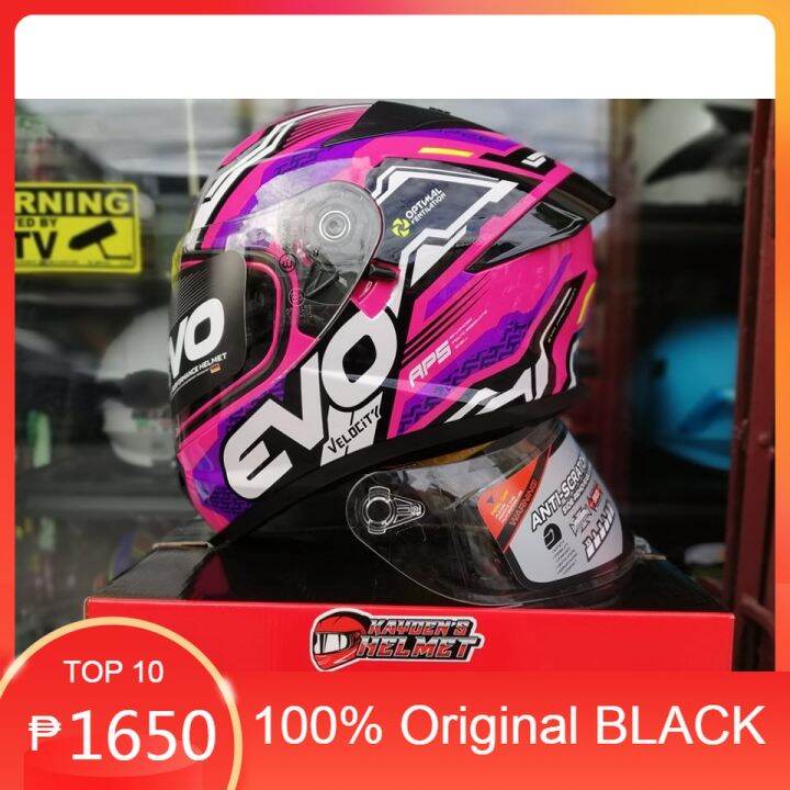 Legit EVO SVX2 VELOCITY GLOSS GLOSSY PINK FREE EXTRA LENS FULL FACE DUAL VISOR HELMET Lazada PH