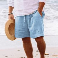 New Mens Linen Short Shorts Drawstring Pants Male Men Summer Cotton Breathable Solid Color Shorts Trousers Clothing Streetwear
