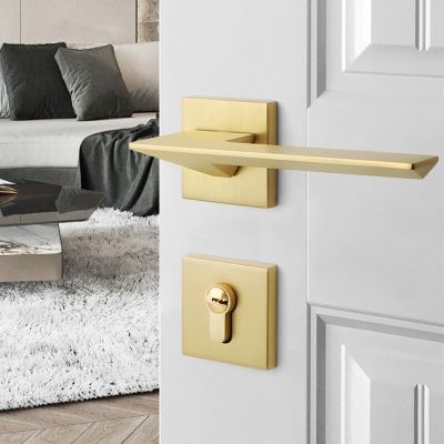 Haodi ล็อคประตูสีทองหรูหราแบบทันสมัยล็อคประตูแบบห้องนอนในอาคารล็อกประตูไม้แม่เหล็กแยกช่อง