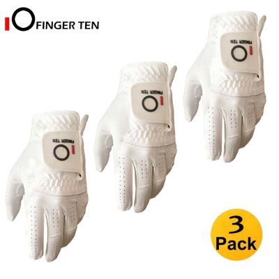 2021Mens Golf Glove Rain Grip 3 Pcs Black White Left Hand Fit Right Handed Golfer All Weather Durable Grip