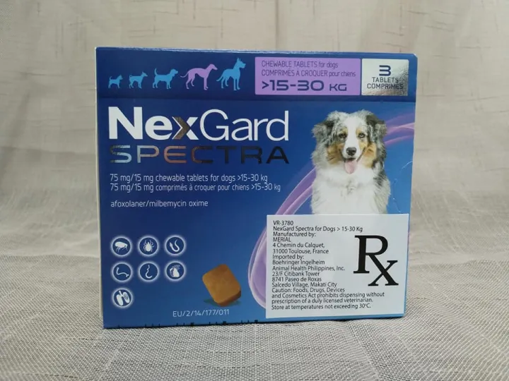 NexGard Spectra 15.1-30kg (3 Chewable Tablets) Anti - Tick & Fleas ...