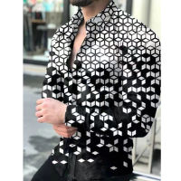 2022 Spring New Mens Shirt Hawaiian Casual Vintage Printed Clothes Slim Long Sleeve Turn-Down Collar Button Shirts nd M-4XL