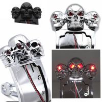 Chromed w/ SKULL LED Tail Light Curve Side Mount License Plate Bracket 7/8 1 Axle Aftermarket Free Shipping Motorcycle Parts