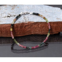 Tourmaline Bracelet, Multi Tourmaline Beaded Bracelet, 3mm-3.5mm Tourmaline AAA Faceted Rondelle Beads Bracelet