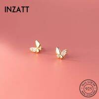 [Receive Yali]INZATT Real 925 Silver Zircon ผีเสื้อต่างหูตุ้มหูน่ารักของผู้หญิงแฟชั่นเครื่องประดับทอง18K