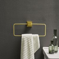 ✽﹊℗ Brushed Gold Bathroom Towel Holder Wall Mounted Towel Holder Square Bath Towel Rack Bathroom Accessories