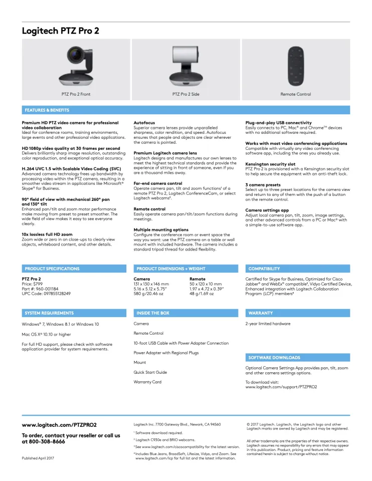 logitech ptz pro 2 tripod