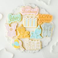 Cute happy birthday Love Cookie Plunger Cutters Fondant Cake Mold Biscuit Sugarcraft Cake Decorating Tools Cookie Stamp Bread Cake  Cookie Accessories