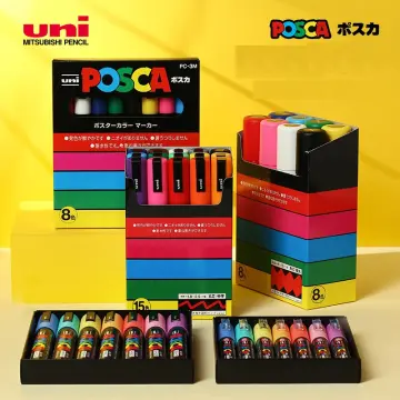 Uni Posca Paint Marker Set, Water-Based Acrylic Art Painting Pens