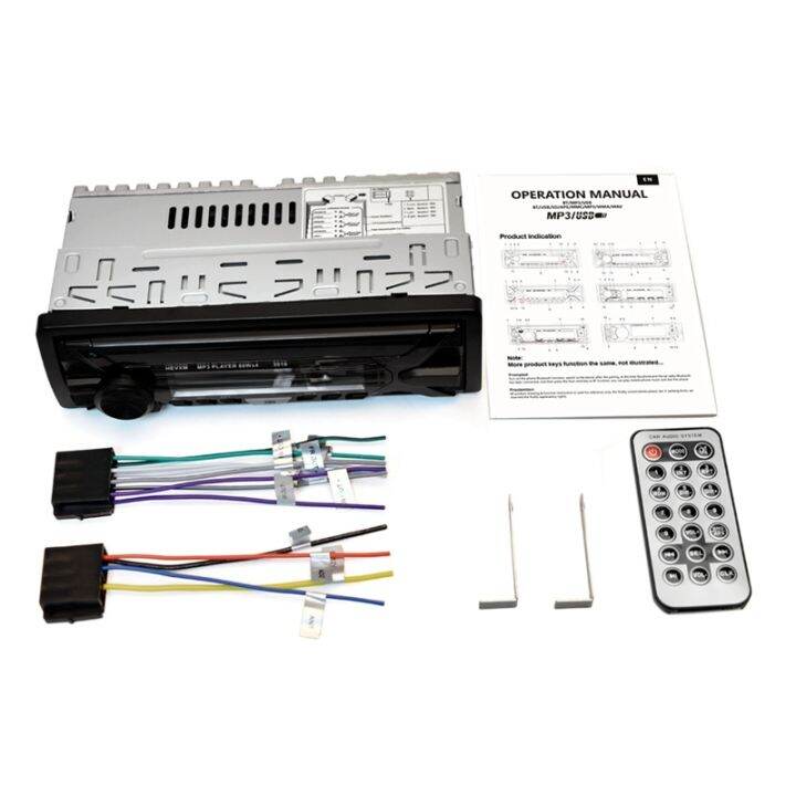 1Din Autoradio ISO Car Radio Aux Input Receiver Bluetooth Stereo MP3 Multimedia Player Support