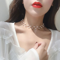 Women Single Layer Choker R Pendant Chain Fashion Pearl Personality Necklace Vintage Jewelry Accessories Gifts