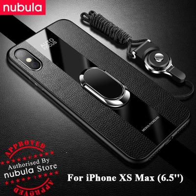 NUBULA untuk Apple iPhone XS Max (6.5) Phone Casing PU Leather Protective Case Soft Edge iPhone XS Max Shockproof Cover Silicone Case With Holder Lanyard For iPhone XS Max