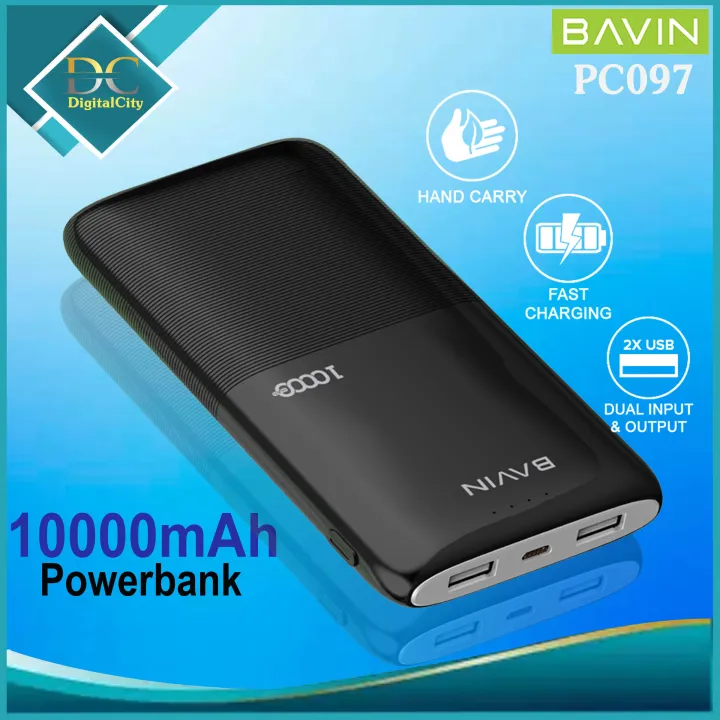 DIGITAL BAVIN PC097 10000mAh Powerbank Slim Size Universal Dual 2A USB ...